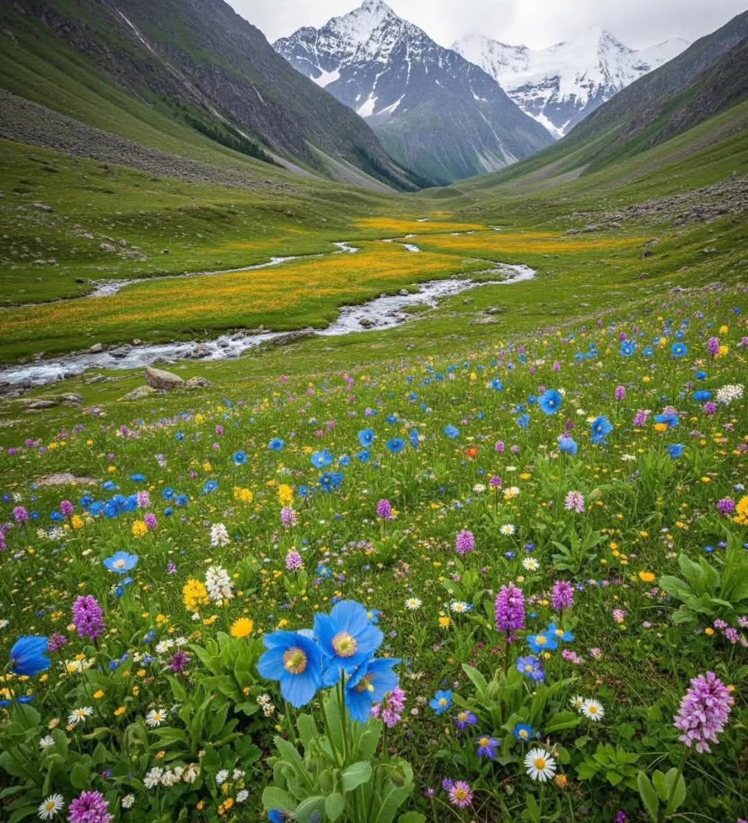 Valley of Flowers in Chamoli District Uttarakhand वैलीऑफफ्लावर 🌼🌺🏞️🌻